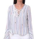 Vintage Havana Stripe Nautical Top with Rope Tie Front- Bell Sleeve- M Photo 0