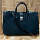 Dooney & Bourke  Black Signature Canvas Leather Trim Large Satchel Handbag Photo 6