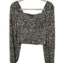 Sincerely Jules  Long Sleeve Cropped Leopard Print Top Built In Bra Sz Medium NEW Photo 8