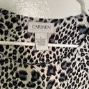 Carmen Marc Valvo  Peplum Blouse White Animal Print Photo 8