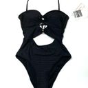 Hula Honey  Black Ribbed one piece swimsuit Photo 3