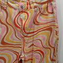 MRKT  Jeans Women LARGE Orange Pink Marble Retro Ziggy Straight Leg High-Rise Photo 4