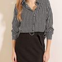 Houndstooth Big Dart Button Down Black and White  Shirt Women’s Size Medium UK 12 Photo 0