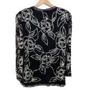 Oleg Cassini Authentic  Vintage Beaded Black Silk Floral Top Blouse Photo 1