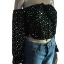 Honey Punch Metallic Star Print Off Shoulder Crop Top Photo 2