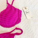 Good American  Pink Jacquard Bikini Set Demi Cup Size 2 Medium M NWT Photo 2