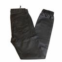 3x1 new  NYC ☏ Retro Track Pant Cropped Jeans ☏ Shiny Black Coated ☏ Elastic Hems Photo 7