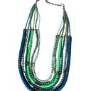 Vintage Blue  and Green Multi Strand Necklace, Teal Bead Six Strand Necklace Photo 1