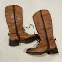 Cathy Jean  BROWN VINTAGE LOOKING KNEE HIGH LEATHER WOMENS BOOTS WITH TIE AND ZIP Photo 1