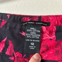 New York & Co. NWT Sz 12 Black Red Rose Floral Balloon Circle Skirt 100% Cotton Photo 4