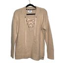 PINK - Victoria's Secret PINK Victoria’s Secret Tan Lace-up Front Knit Oversized Sweater Photo 0