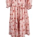 Alexis  Tilia Off the Shoulder Floral Print Tiered Midi Dress Tassel Tie Pink Photo 5