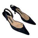 Manolo Blahnik  Black Leather Pointed Toe Slingback Kitten Heel Photo 1