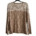 Bob Mackie LACE PRINT LONG SLEEVE BUTTON FRONT CARDIGAN, TAN, XL Photo 3