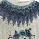 Vintage Blue 1980s Huntington & Ridge Sweater  Floral Chunky Knit Sweater Grandma Photo 4