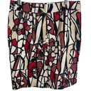 Ann Taylor  Floral Red, Black, & Tan, Stained Glass Print Pencil Skirt Size 12 Photo 1