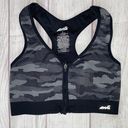 Avia front zip and hook racerback camo sports bra black and grey S Photo 0