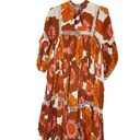 The Bar DODO OR Nell Burnt Orange White Floral Lace Cutout Oversized Dress Size S Photo 3