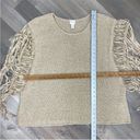 Chico's Chico’s Tarrin Tape Yarn Fringe Poncho Sweater Taupe Tan Large XL Photo 8