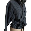 Frame  Cotton Washed Black Canvas Belted Jacket size Small Photo 3