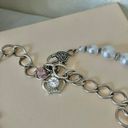 American Vintage Vintage “Laetitia” Silver Purple Pearl Necklace Chunky Chain Clasp Crown Y2K Photo 8