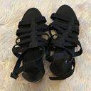 Eileen Fisher  Black Leather Gladiator Wedge Sandals Photo 3