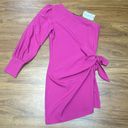 NWT Pink One Shoulder Tie Long Sleeve Bodycon Dress Sz One Size Photo 1