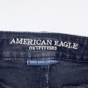 American Eagle  Super Super Stretch Hi-Rise Shortie Black Denim Crochet Size 00 Photo 4