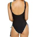 PilyQ NWT  BLACK FLORAL Aralia Lace Up Lola One Pice Swimsuit Photo 7