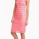 J.Crew  Sheath Dress Coral Pink Fringe Corchet Lined Mock Neck Sleeveless sz 4 Photo 0