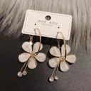 Women's Crystal Flower Drop Dangle Earrings Gold Photo 3