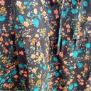 Ava & Viv  Womens Shirt Blouse Black Multicolor Ditzy Floral Tie Front Size 1X Photo 9