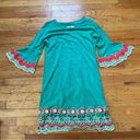 Missy Robertson Green Bell Sleeve Crochet Hem Dress Size Medium Photo 0