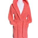 Barefoot Dreams  Cozychic Peachy Coral Bath Robe Hooded Size 1 EUC Kimono Cozy Photo 0