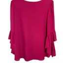 Joseph Ribkoff  Hot Pink Double Ruffle 3/4 Sleeve Round Neck Blouse Sz 10 Photo 1