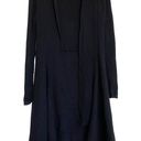 CAbi  Women's Black Ribbed Waterfall Open Front Knit Longline Cardigan L Photo 5