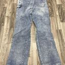 Divided  by H&M Straight Leg Light Wash Blue Denim Bib Overall Jeans Distressed 4 Photo 2