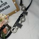 Chico's  Belt is Adjustable, size ML, Black Leather Bronze Silver Rhinestone Photo 4