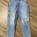 American Eagle  Size 8 Curvy Mom Jeans High Rise Distressed Rips Torn Thrashed Photo 1