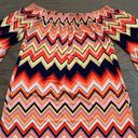 Trina Turk  Women's Off The Shoulder Vibrant Chevron Jersey Dress Size Medium Photo 4