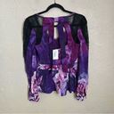 Notte NWT Marchesa  Floral Bow Back Top Chiffon Long Sleeve V-Neck Blouse 0 $225 Photo 2