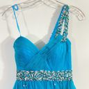 Dave and Johnny  Blue Embellished Short One Shoulder Cocktail Prom Dress Size 3/4 Photo 2