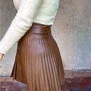 ZARA  brown faux leather pleaded snap front skater style skirt! Photo 5