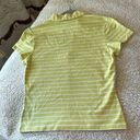 st. john's bay  Women's S Split Neck Polo Tee Citron Green White Stripe Preppy Photo 13