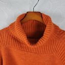 Lou & grey  Womens Poncho Sweater One Size Orange Turtleneck Wool Blend Armholes Photo 4