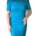 Oleg Cassini  Vintage Electric Blue Beaded Sheath Dress Size 8 Photo 2