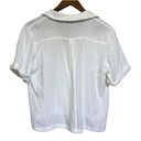 Sim & Sam  Cropped Button Up Blouse Womens XL White Rayon Minimalist Neutral Boho Photo 9