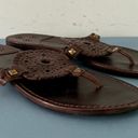 Jack Rogers Georgica Studded Brown Leather Slip On Thong Sandals Photo 1