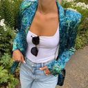 ZARA  Satin Peacock Hawaiian Print Blazer Blue/Green SIZE S NEW Photo 2