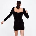 ZARA  Draped Front Tie Velvet Bodycon Mini Dress Black Size XSmall Photo 4